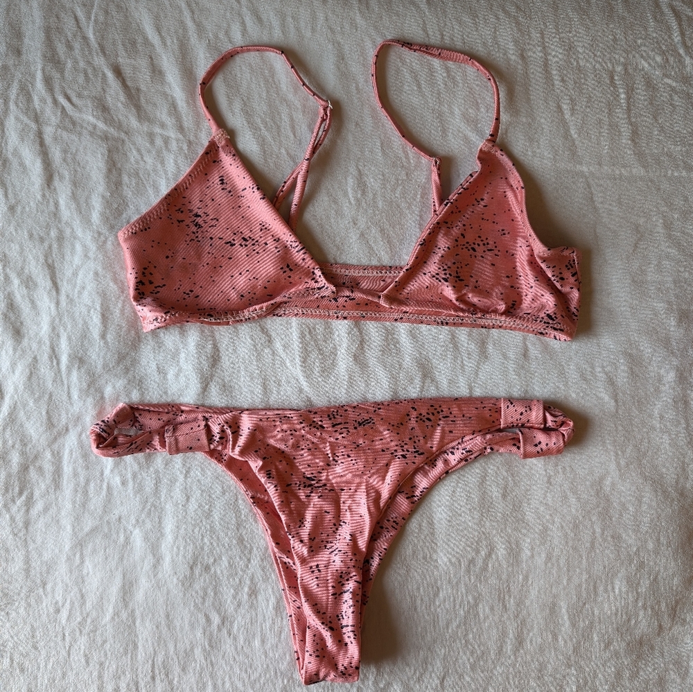 Island Boheme pink print shiny bikini, size small